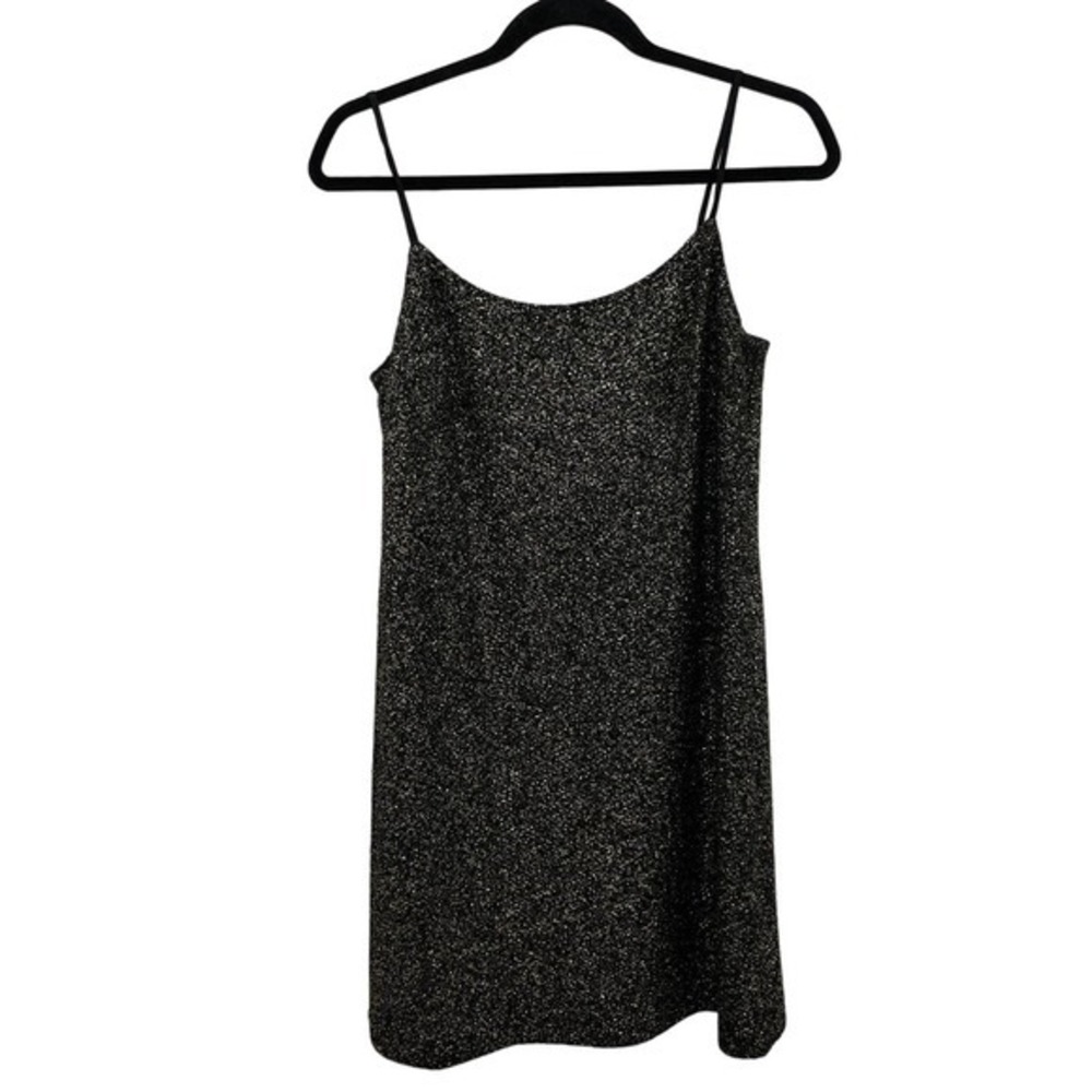 Cece Black & Gold Shimmer Spaghetti Strap Mini Dress S